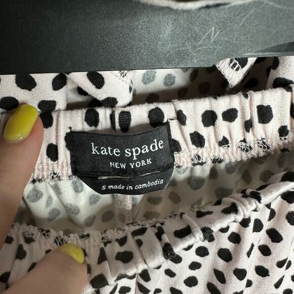 Kate Spade Women's Blush Pink +‎ Black Flamingo Dot 2-Piece Pajama Set Size S - Picture 6 of 8